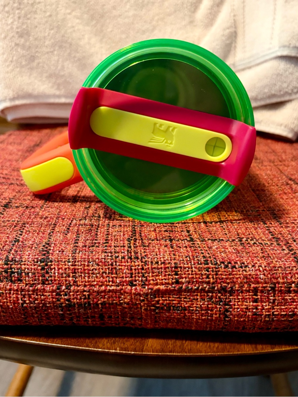 Stanley Green Snack Cup with Pink and Yellow Grip